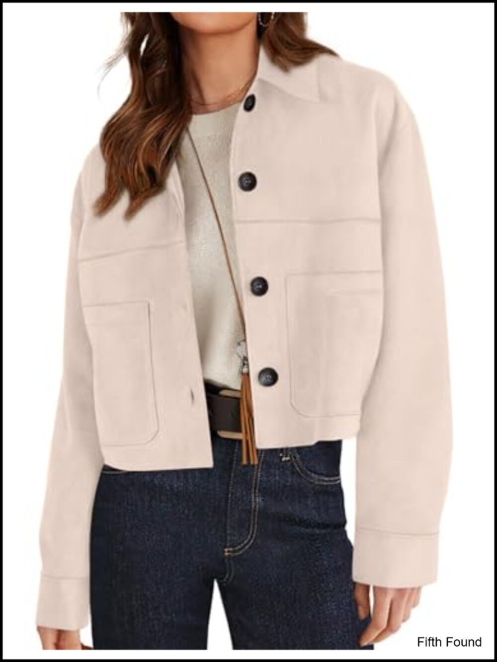 Faux Suede Cropped Jacket Button Down Long Sleeve Casual Coat